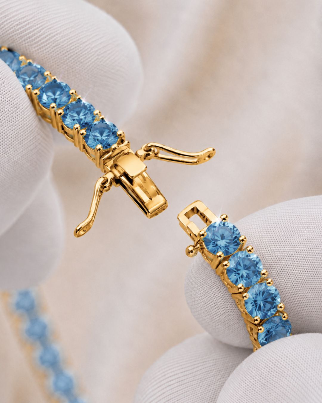 Tennis Bracelet | Aquamarine Blue 14K Gold