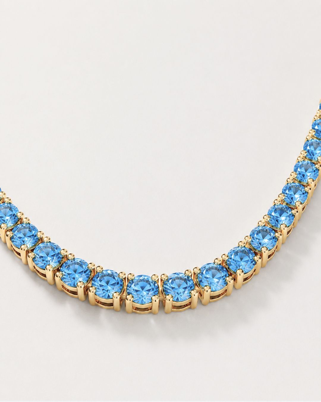 Tennis Necklace | Aquamarine Blue 14K Gold