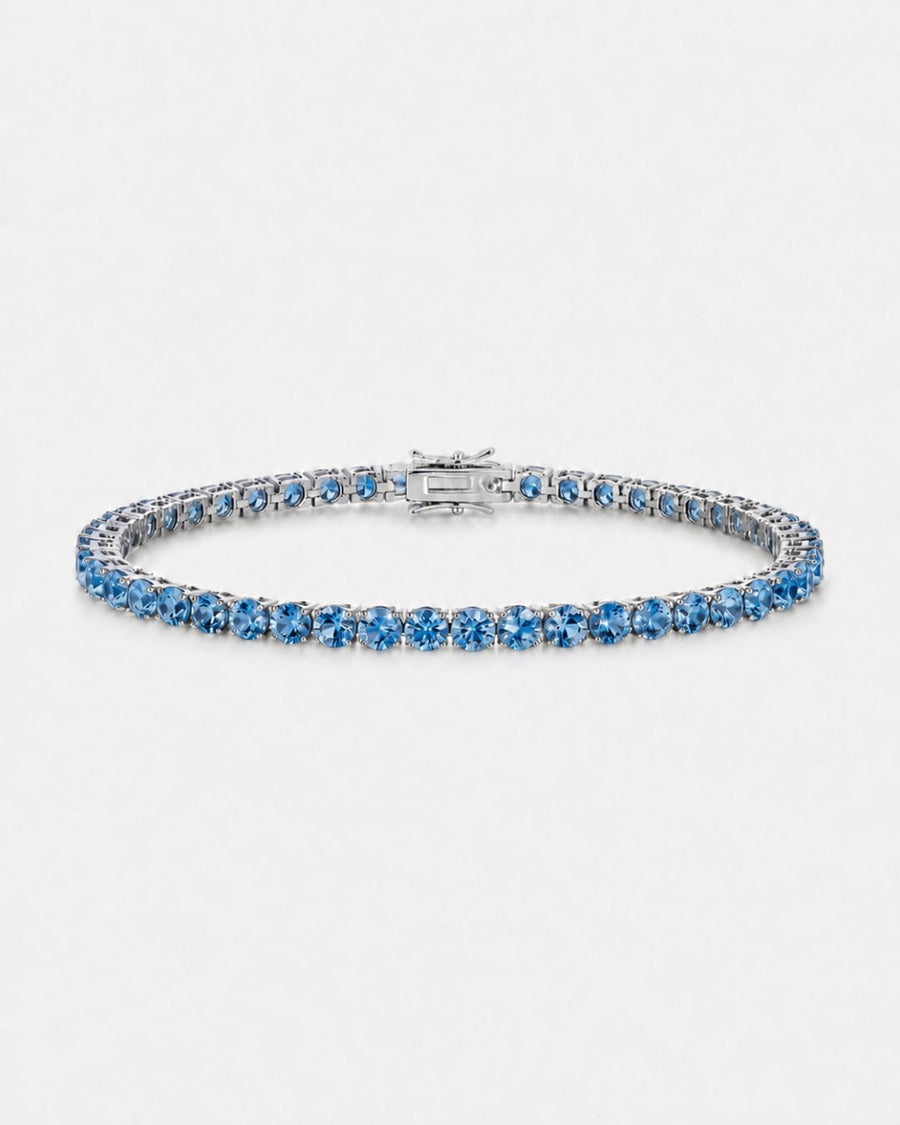Tennis Bracelet | Aquamarine Blue Silver