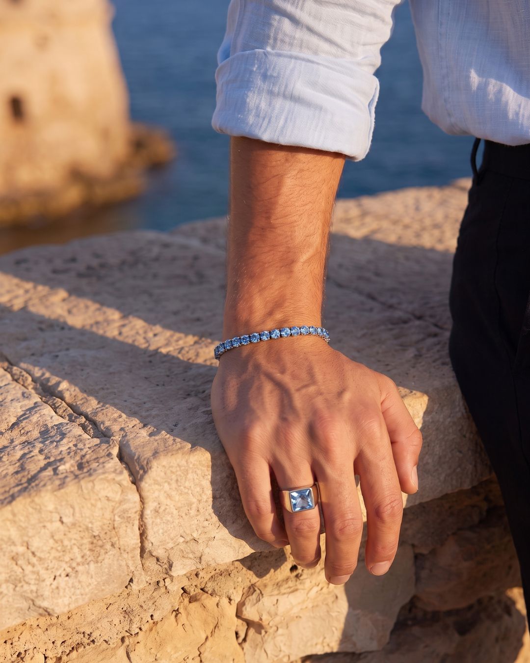 Tennis Bracelet | Aquamarine Blue Silver