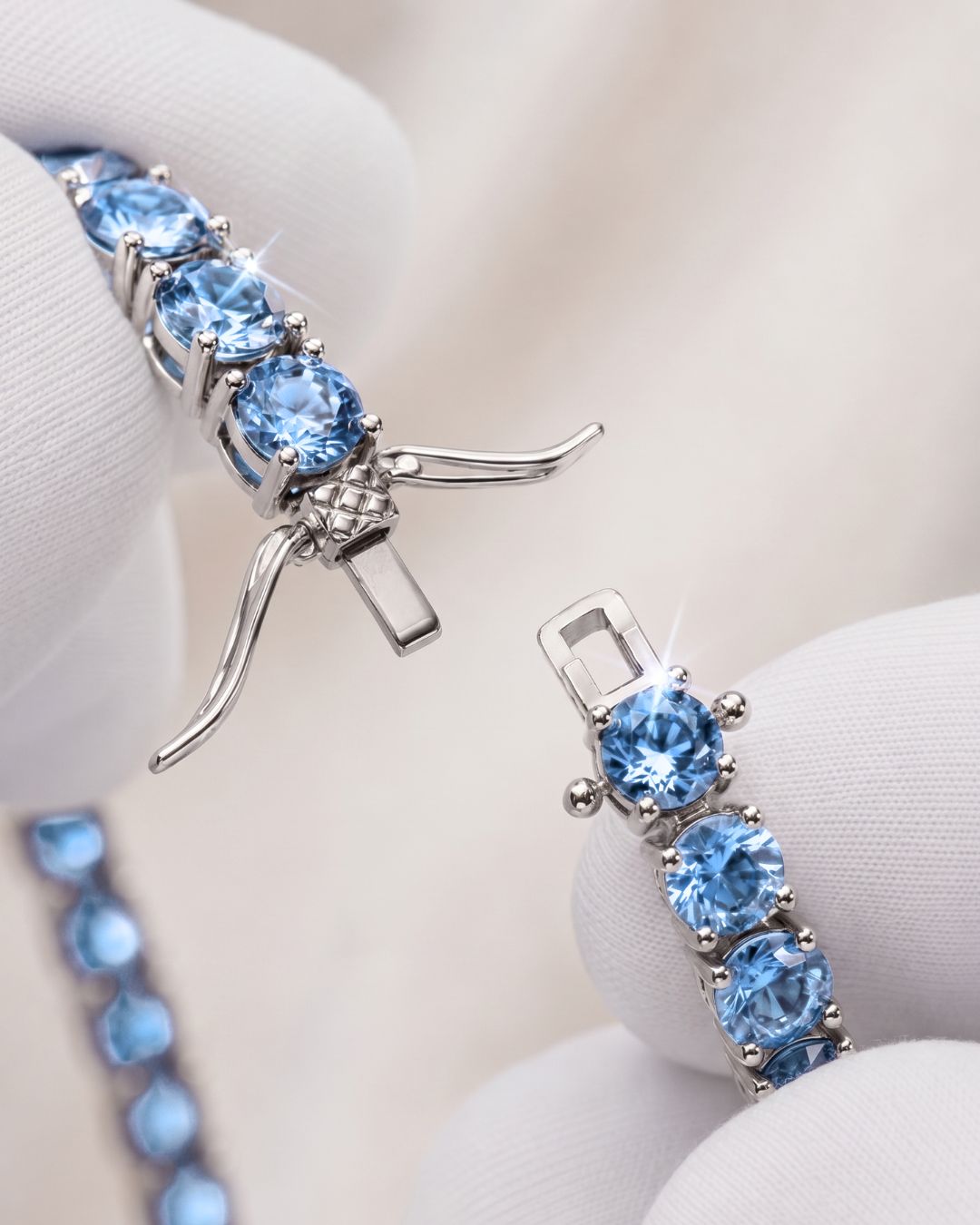 Tennis Bracelet | Aquamarine Blue Silver