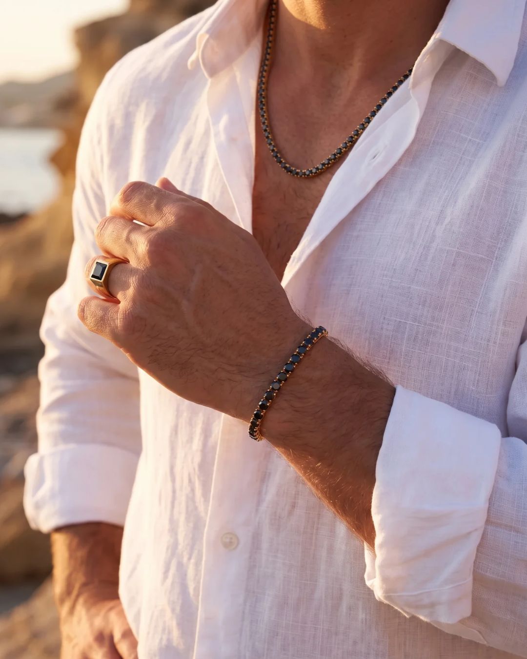Tennis Bracelet | Onyx Black 14K Gold