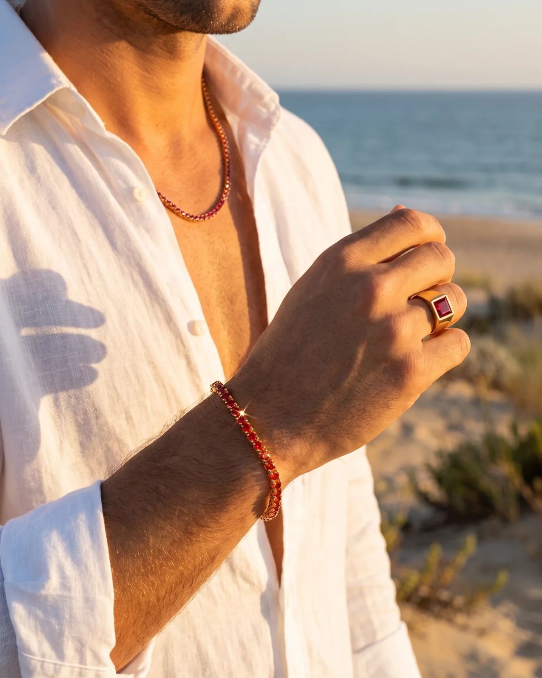 Tennis Bracelet | Ruby Red 14K Gold