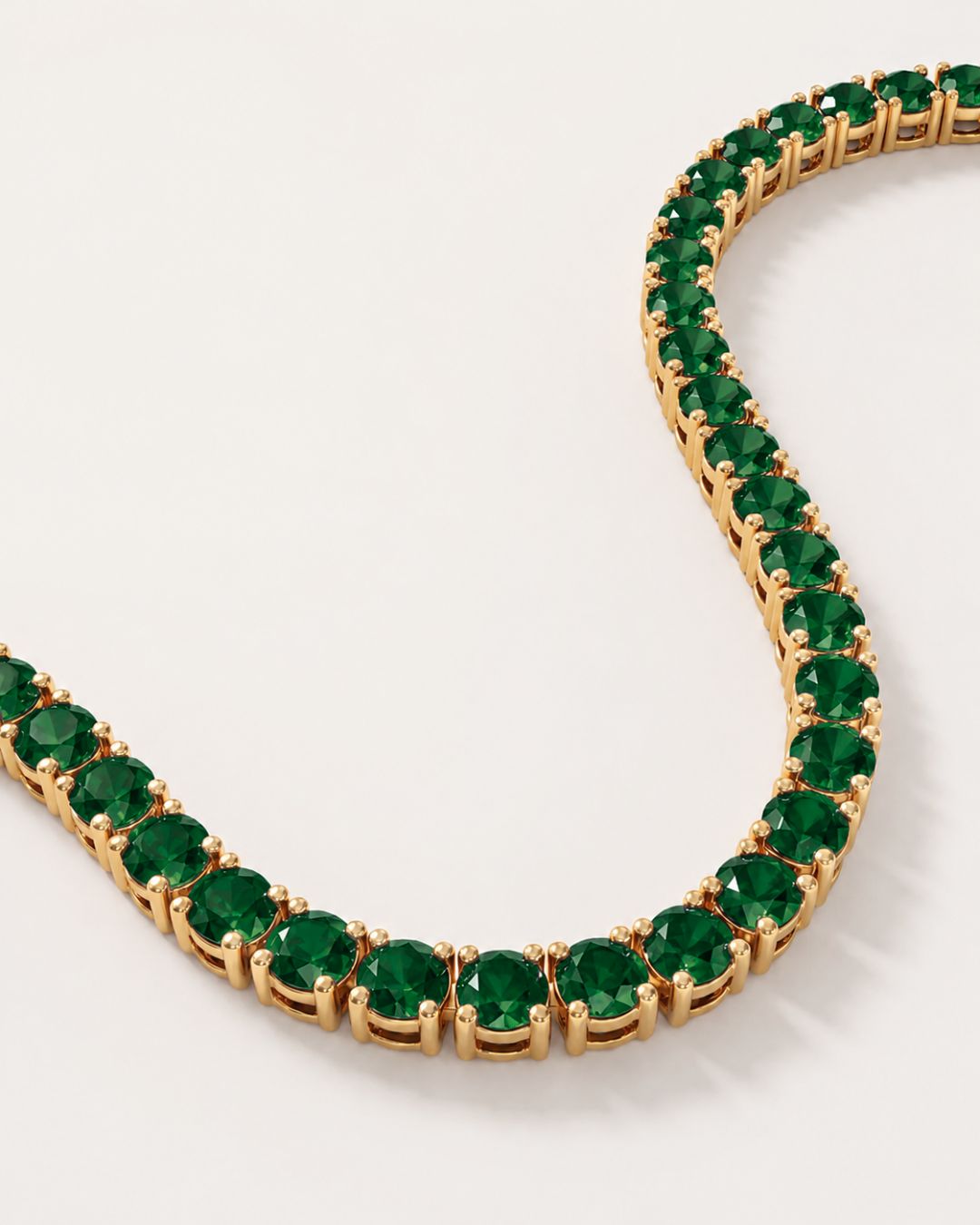 Tennis Necklace | Emerald Green 14K Gold