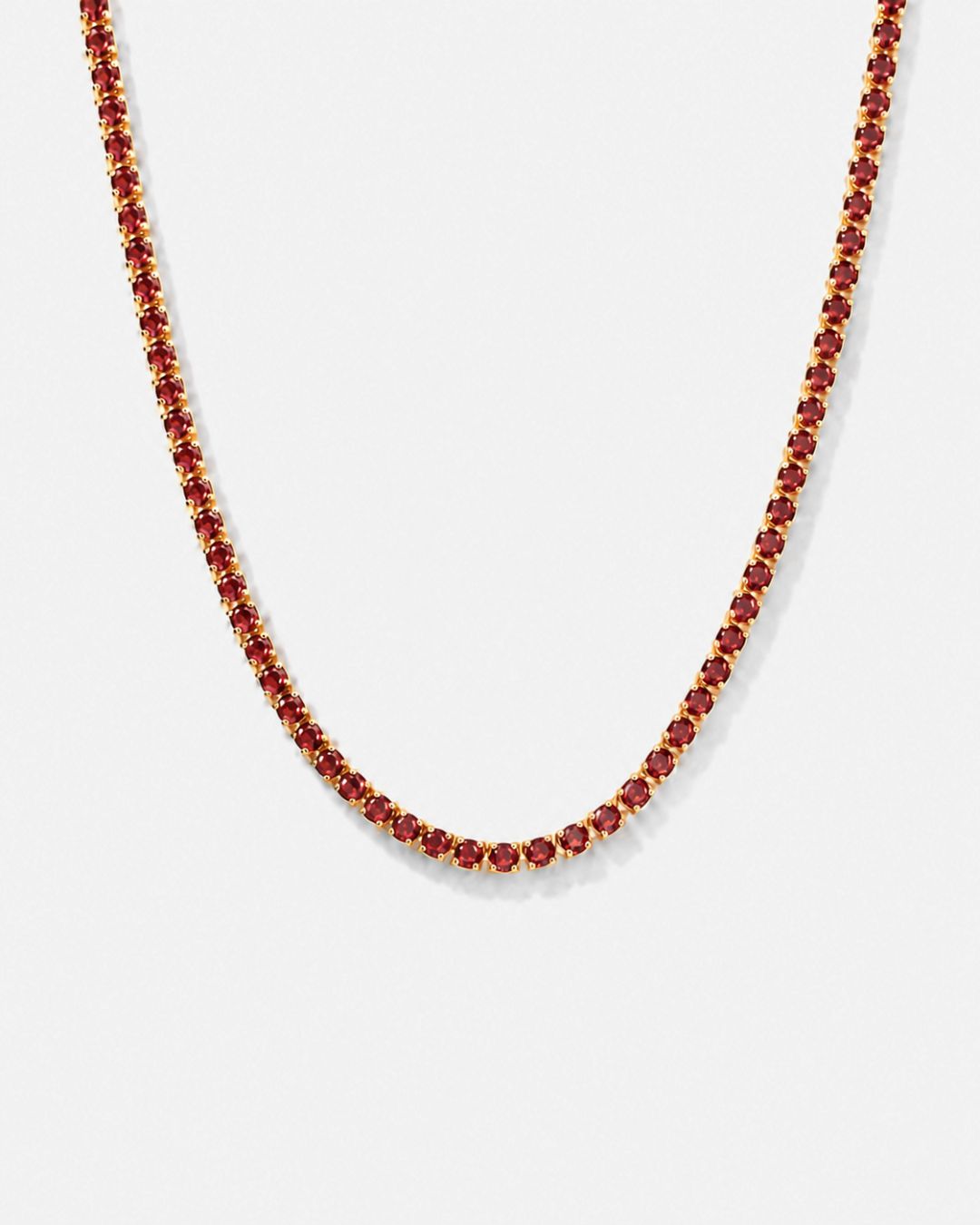Tennis Necklace | Ruby Red 14K Gold