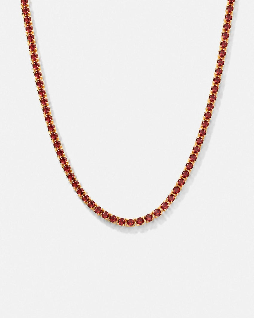 Tennis Necklace | Ruby Red 14K Gold