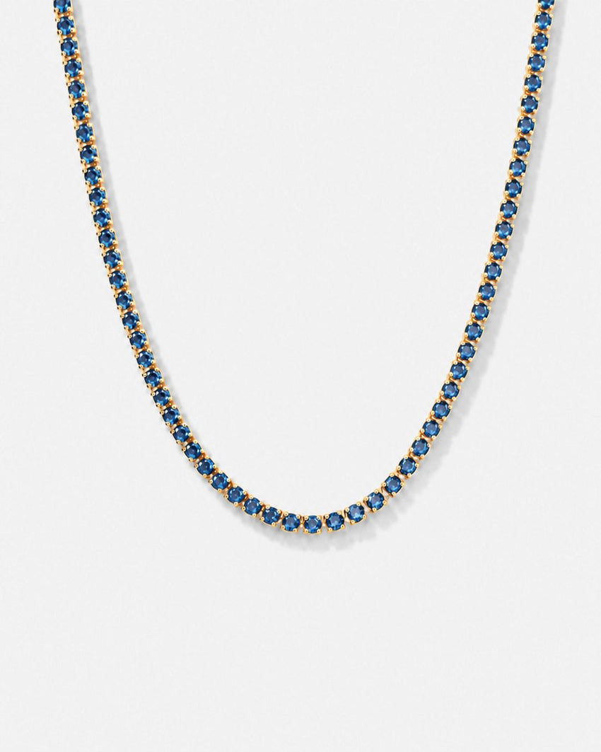 Tennis Necklace | Sapphire Blue 14K Gold