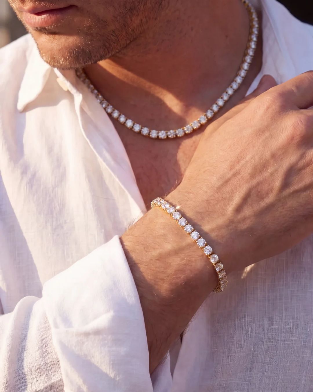 Tennis Necklace | Quartz 14K Gold