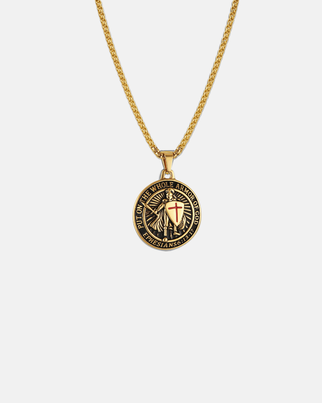 Christian Knight Pendant Necklace | Gold