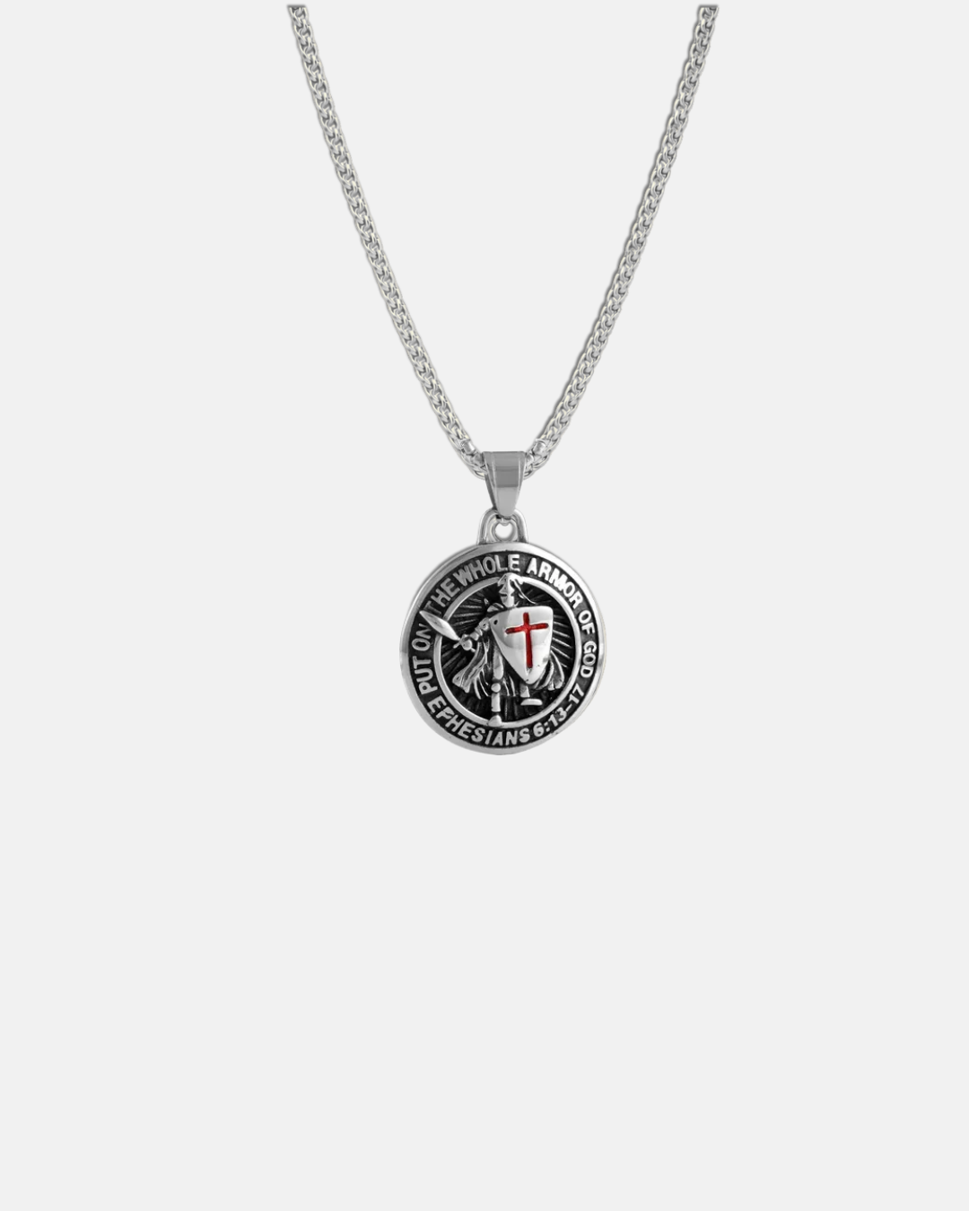 Christian Knight Pendant Necklace | Titanium