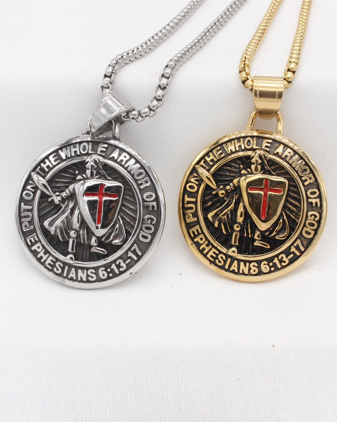 Christian Knight Pendant Necklace | Gold