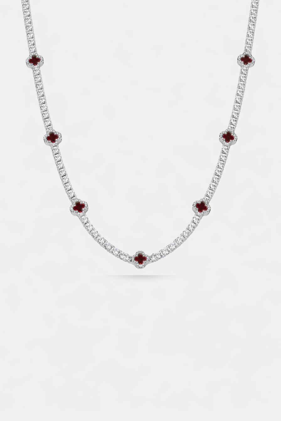 Clover Necklace | Burgundy Silver