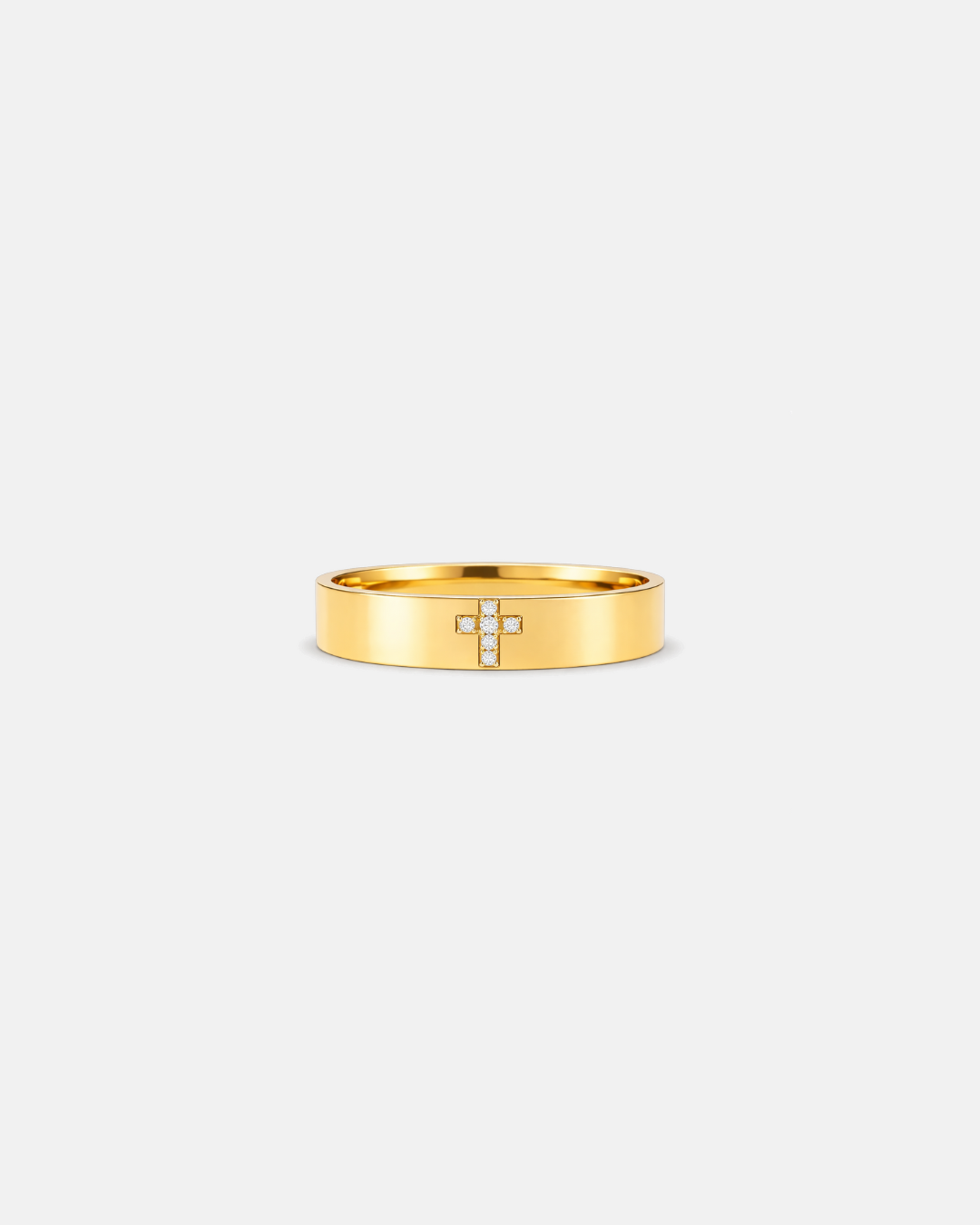 Cross Ring with Gemstone | Gold