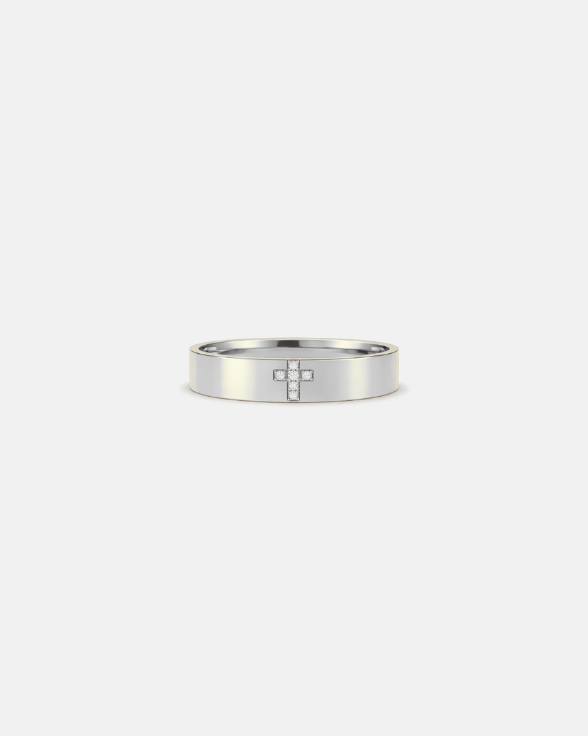 Cross Ring with Gemstone | Titanium steel