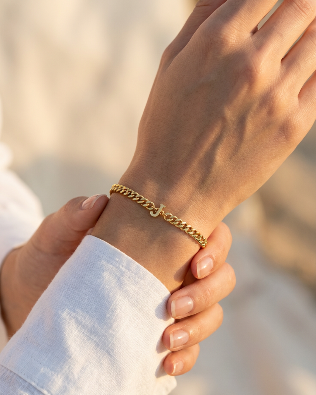 Cuban Bracelet Initial | Gold
