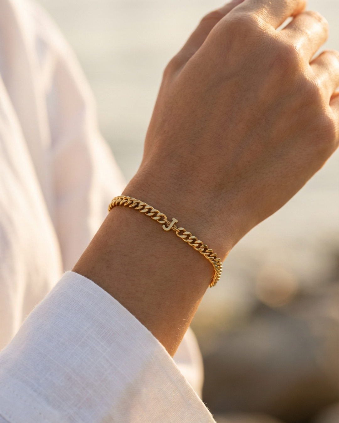 Cuban Bracelet Initial | Gold
