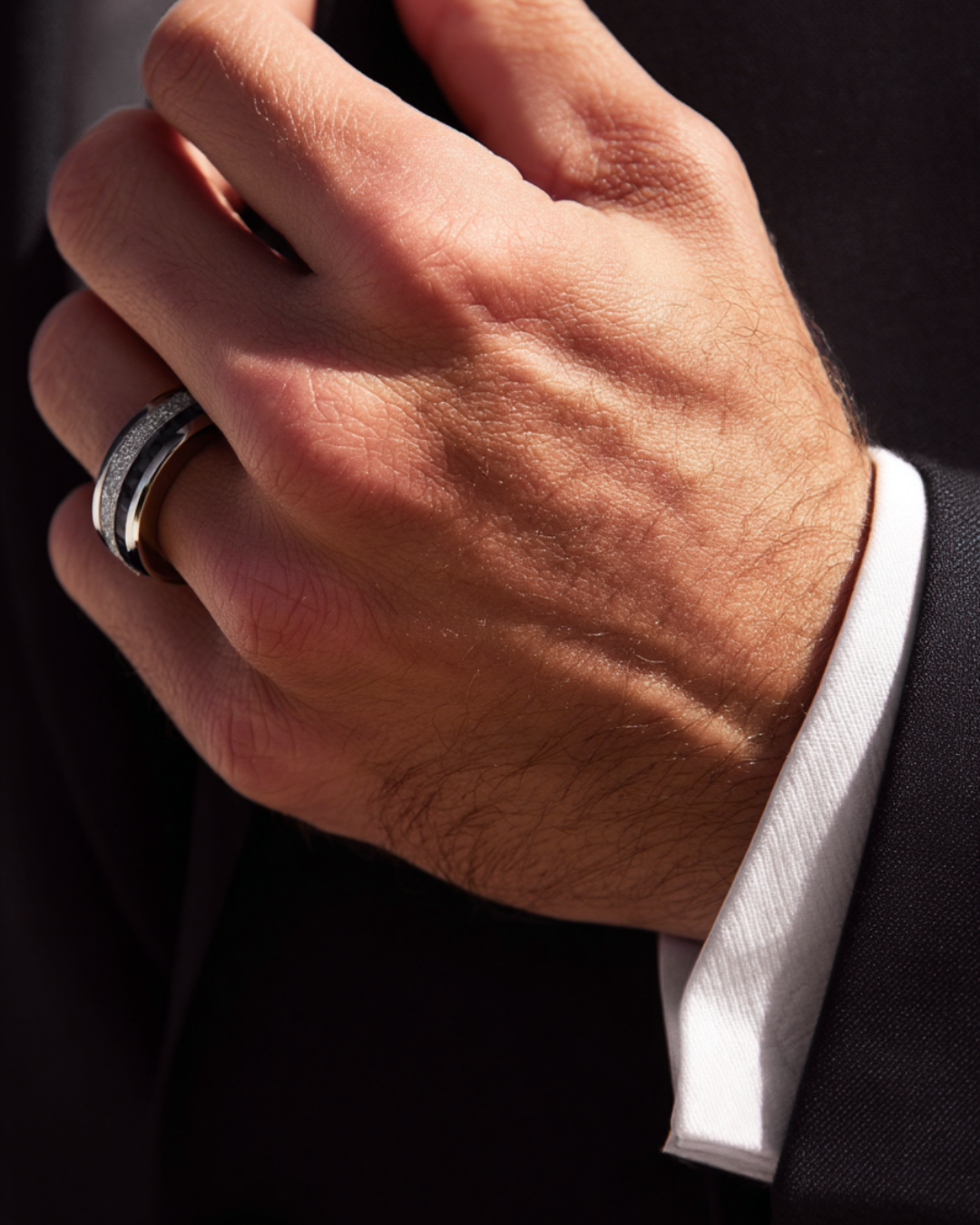 Duo Marée Carbon Ring | Black Carbon Inlay