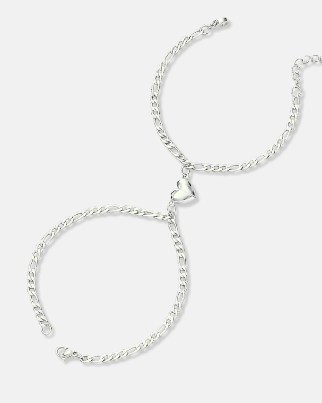 Magnetic Heart Cuban Chain Bracelet | Silver