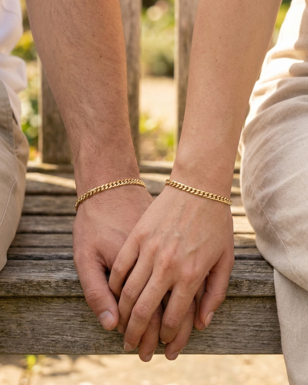 Permanent Bracelet Set Gold | Couple Set