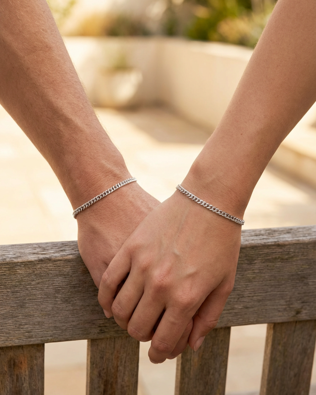 Permanent Bracelet Set Silver | Couple Set