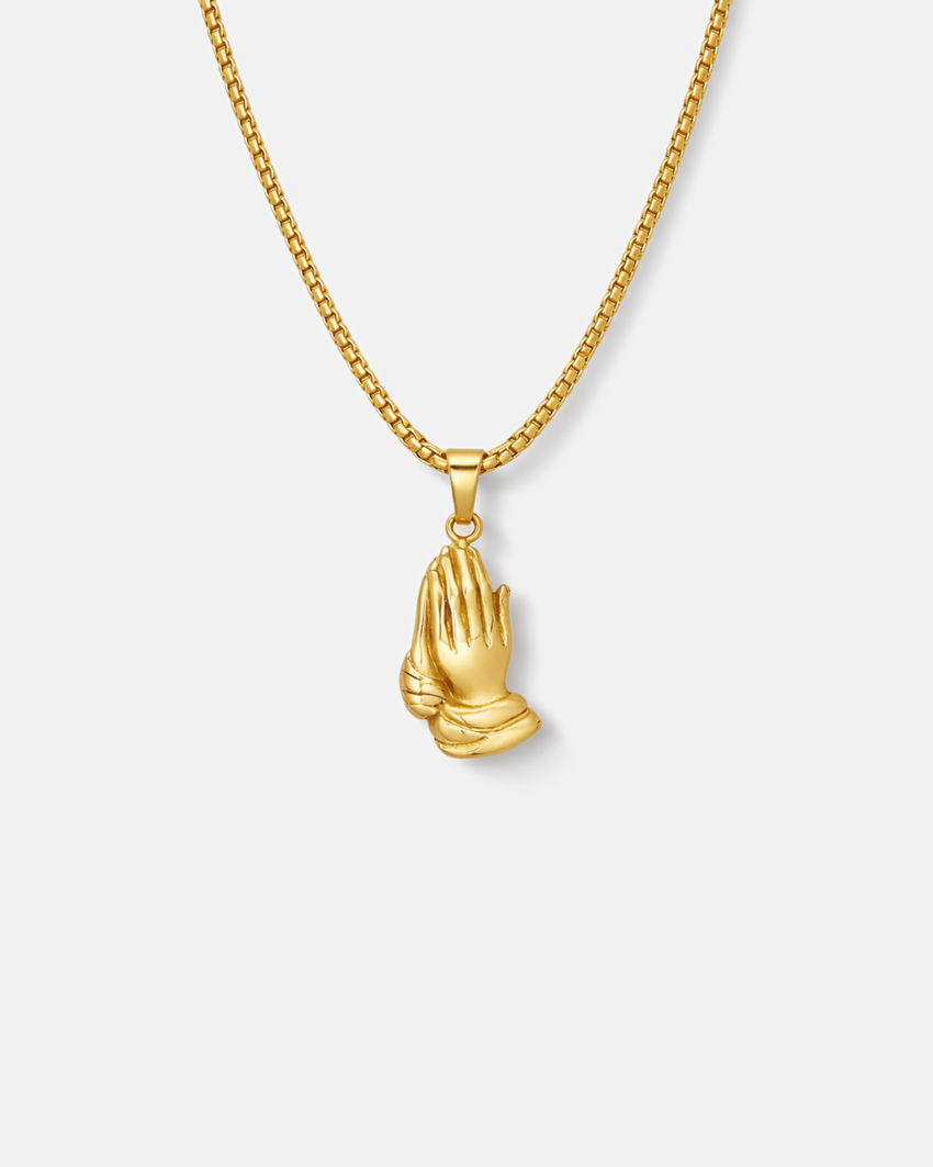 Praying Hands Necklace | Gold
