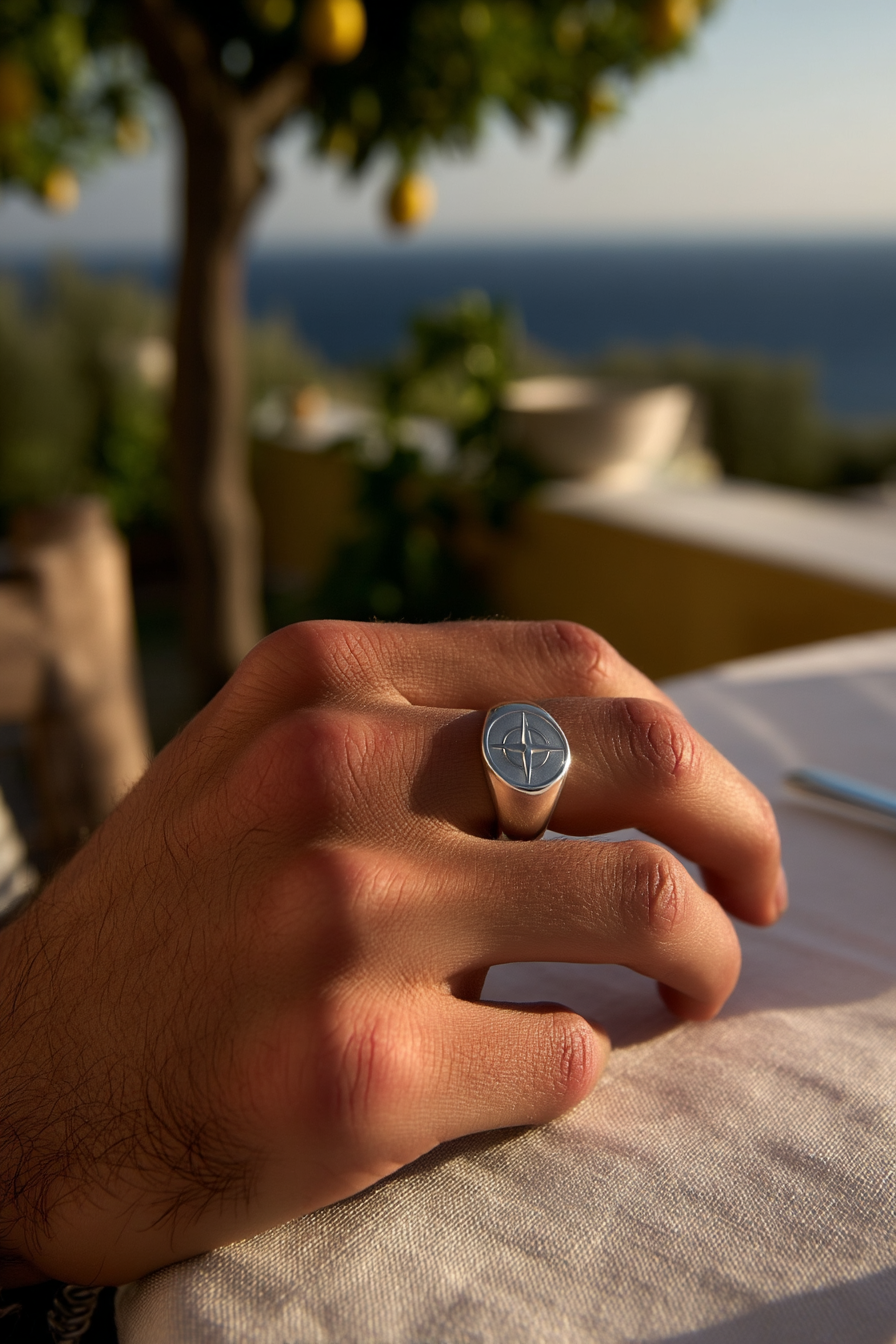 Compass Ring | Titanium Steel