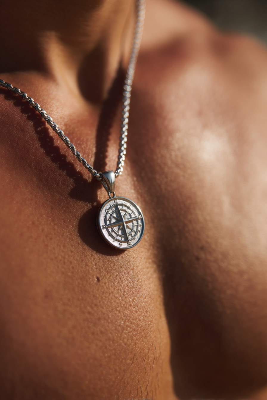 Compass Necklace | Platinum