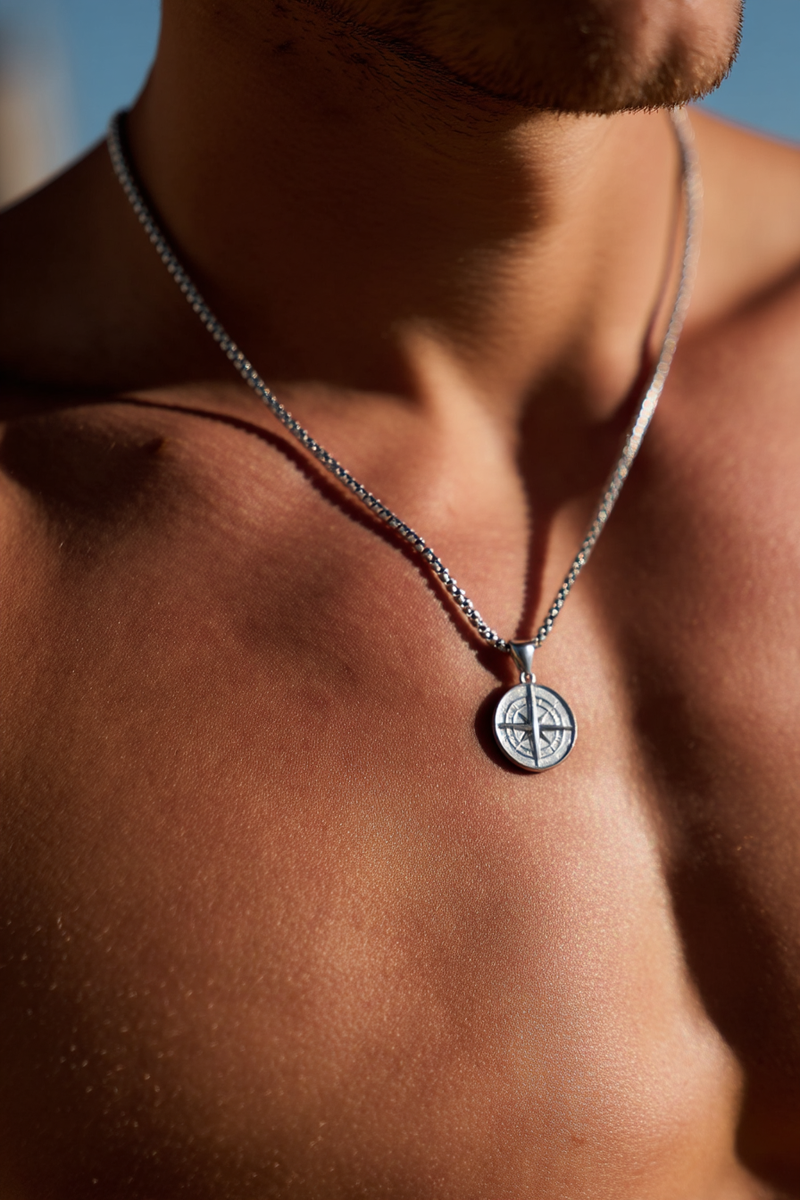 Compass Necklace | Platinum