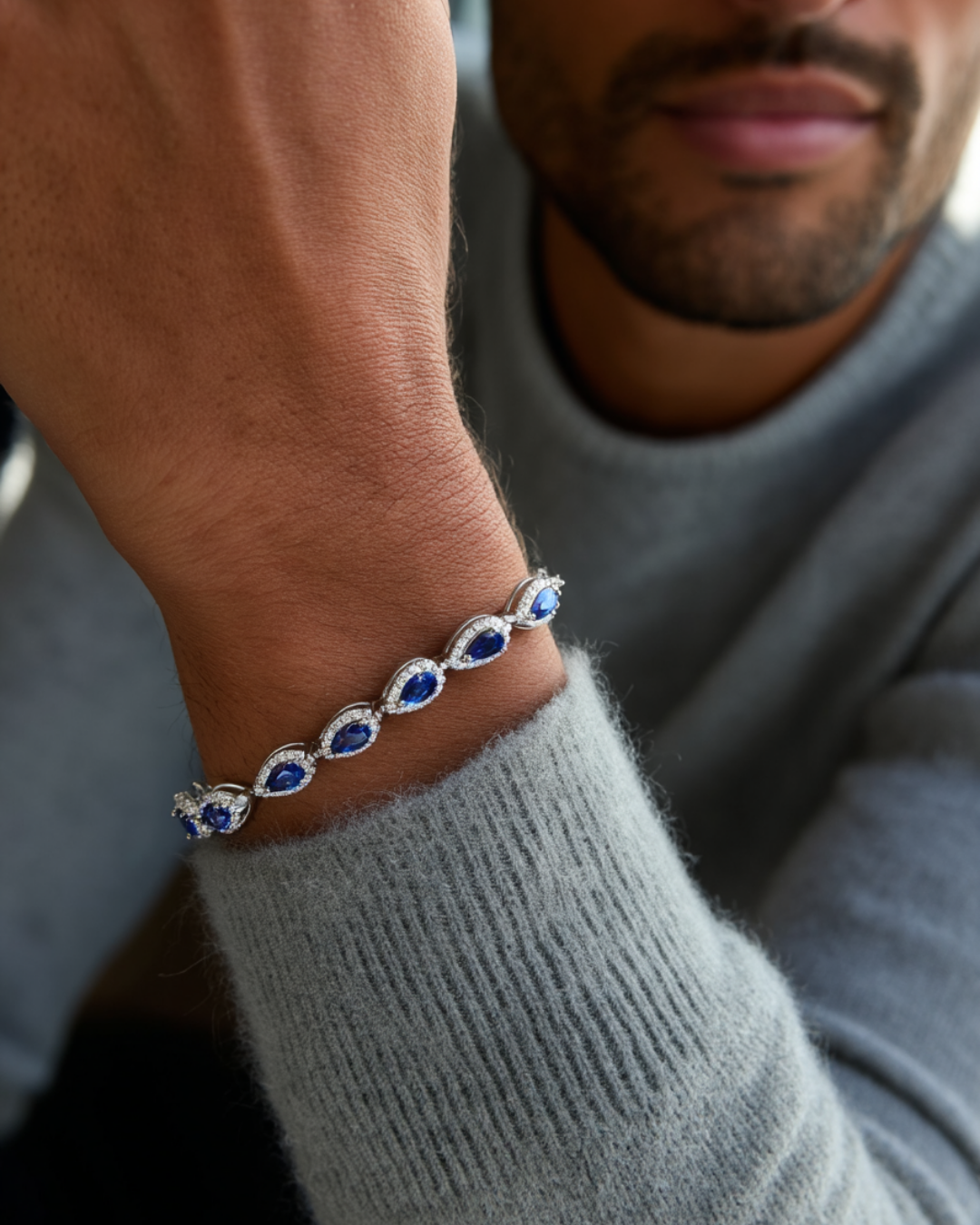 Teardrop Bracelet | Sapphire Blue Silver