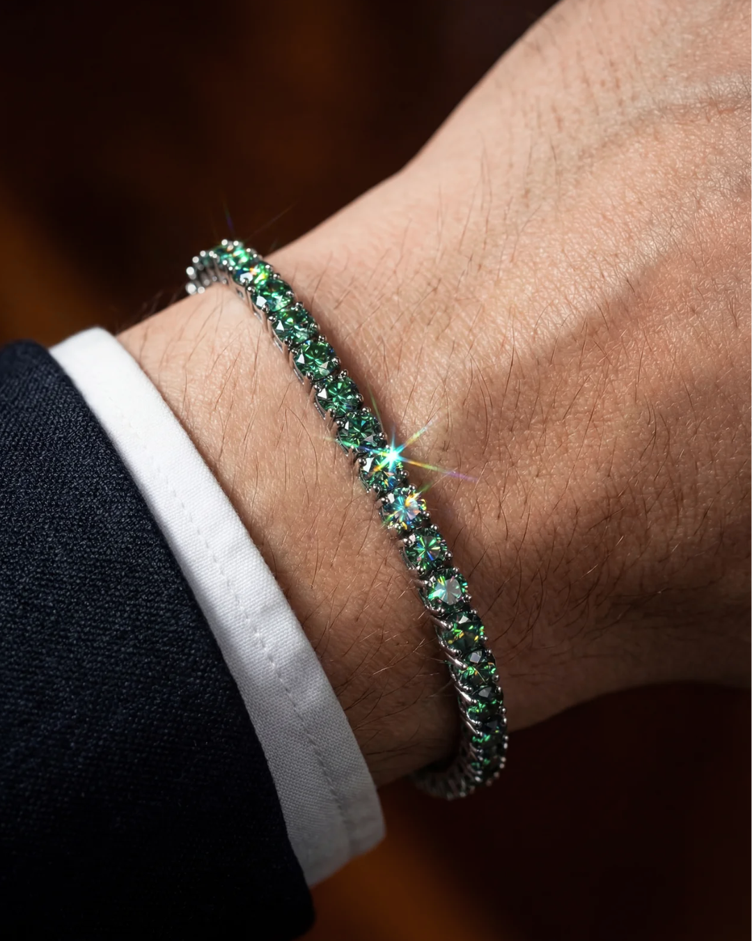 Verdant Éclat Bracelet | Green Moissanite