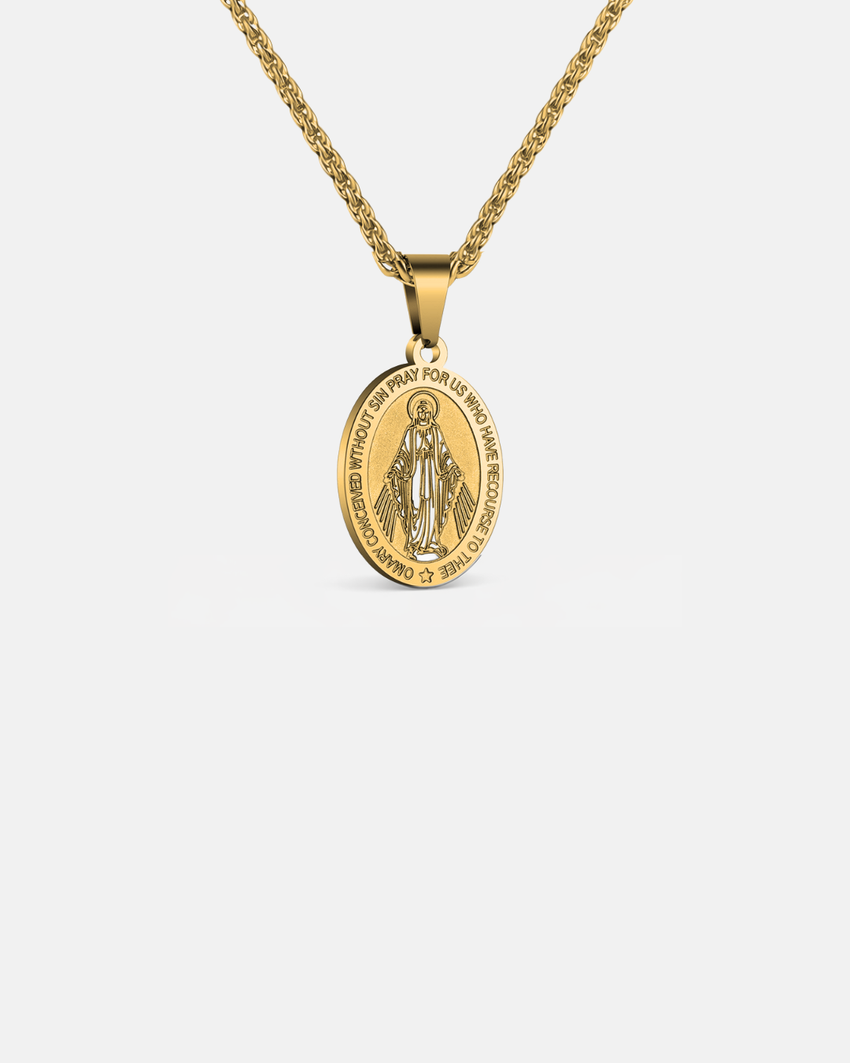 Virgin Maria Pendant Chain | Gold