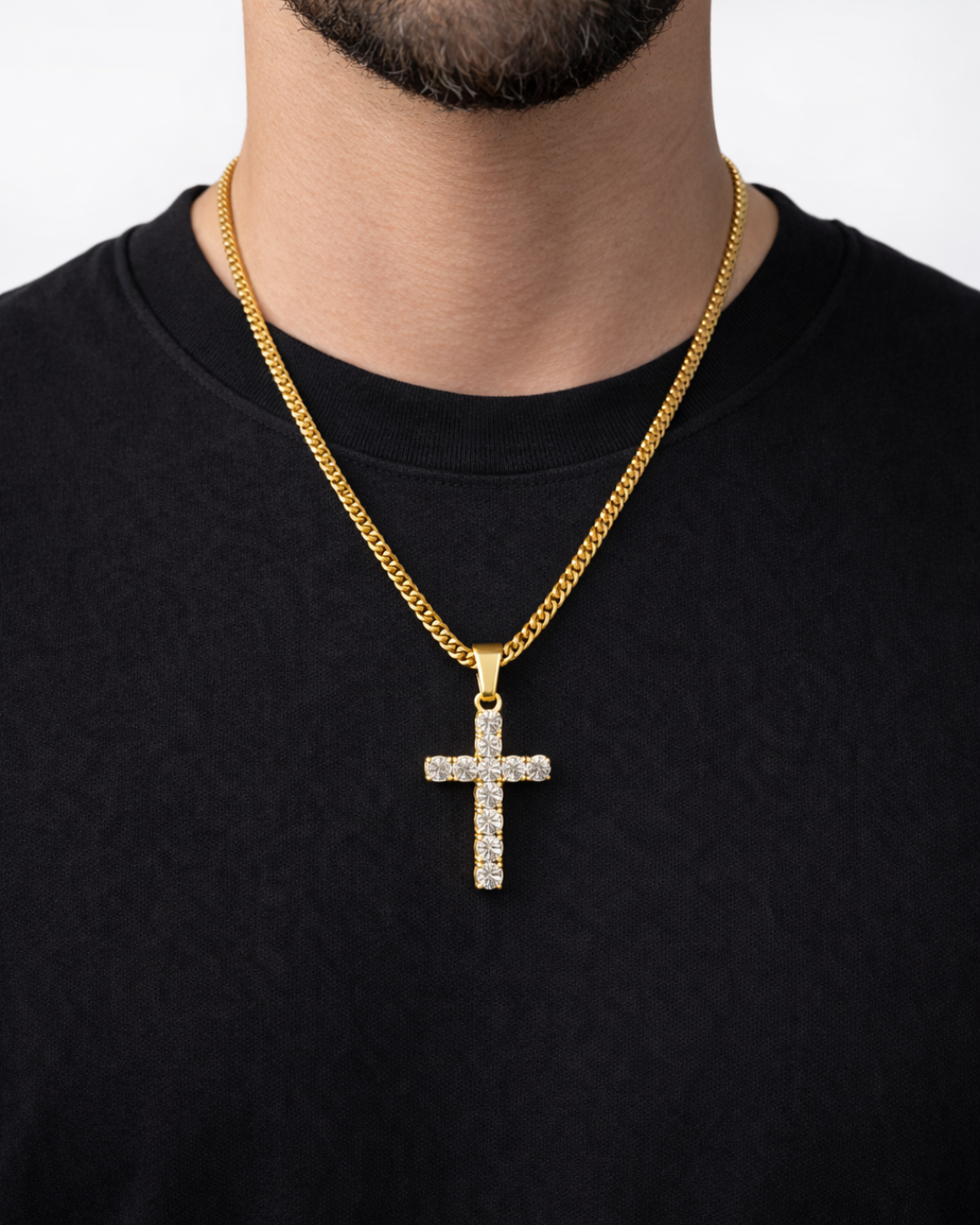 Zirconia Cross Necklace | Gold
